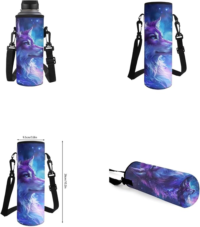 Galaxy Wolf Backpack for Girls Boys Backpack with Lunch Box Water Bottle Carrier and Pencil Pouch 4PCS Set Bookbag with Front Pocket for School 17 inch Large Capacity School Bag for Kids - Image 6