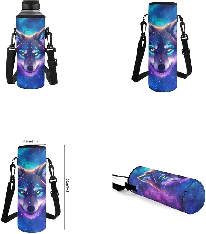 Galaxy Wolf Backpack for Girls Kids Backpack with Lunch Box Water Bottle Holder and Aesthetic Pencil Case 4PCS Set Bookbag with Front Pocket for School 17 inch Soft School Bag with Side Pocket - Image 6