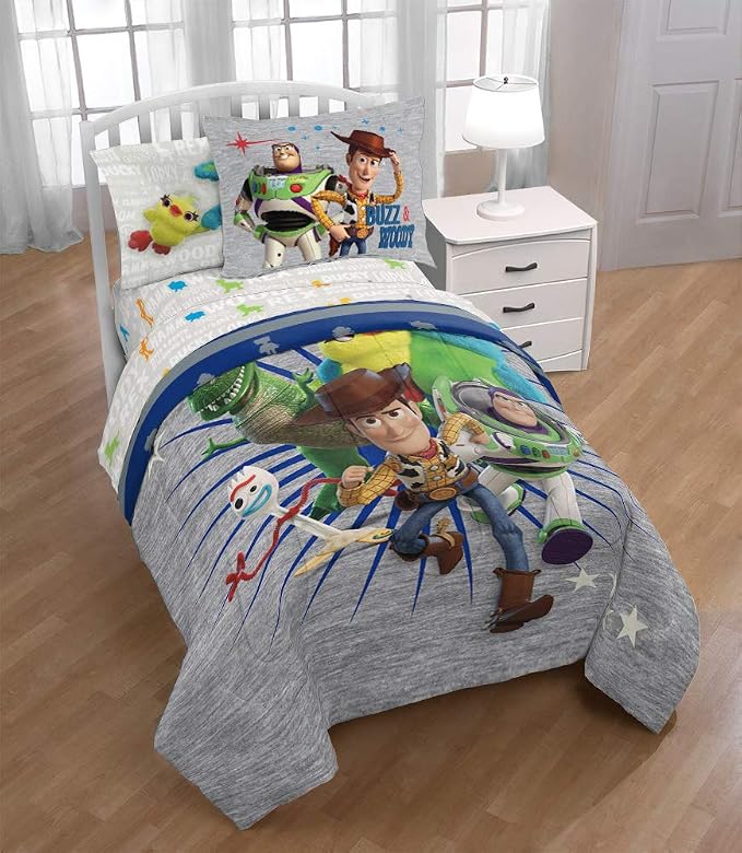 Disney Pixar Toy Story Twin Comforter Set 5 Piece Kids Bedding, Gray | Woody Buzz Jessie, Comforter Sheets Sham Pillowcase, Official Brand, Soft Microfiber, Machine Washable, Kids Gift - Image 11