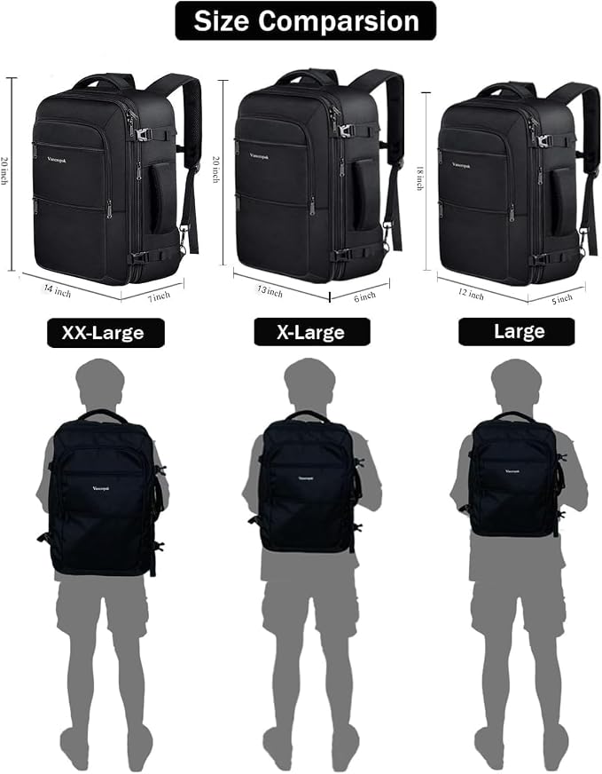 Vancropak Carry On Backpack 40L Expandable Travel Backpack Luggage Suitcase | Flight Approved Extra Large Travel Bag, Business Weekender Daypack for Business Trips, College, Weekend Travel, and Daily Use - Image 9