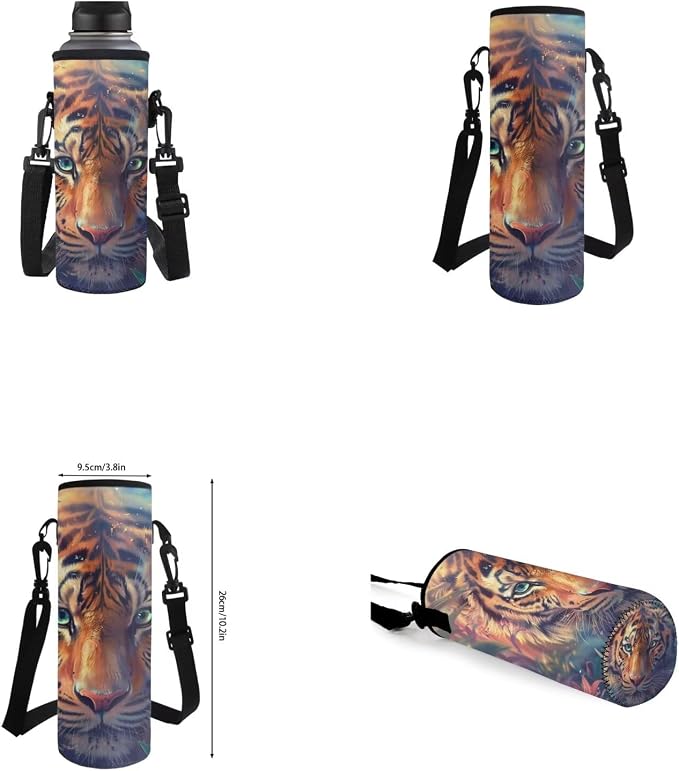 Tiger Backpack for Kids Girls Backpack with Lunch Box Water Bottle Bag and Big Pencil Case 4PCS Set Bookbag with Front Pocket 17 inch Large Capacity School Bag with Side Pocket for Boys - Image 6