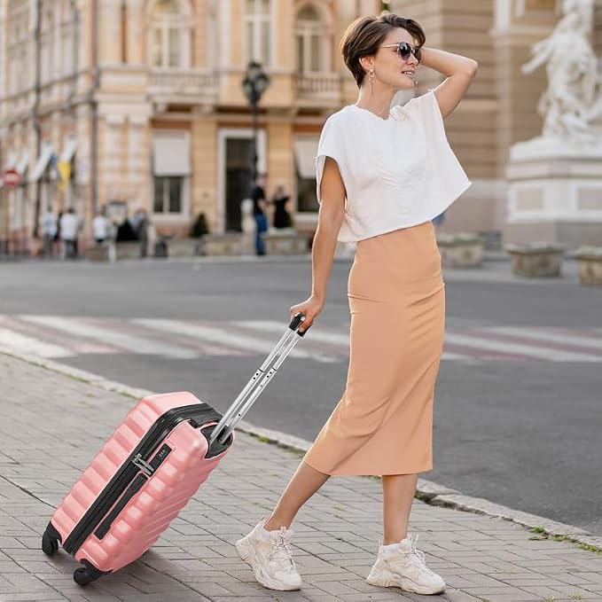 Luggage Sets for Women 3 Piece ABS Hardshell Suitcase with Spinner Wheels with 6PC Packing Bags(20/24/28inch) - Image 8