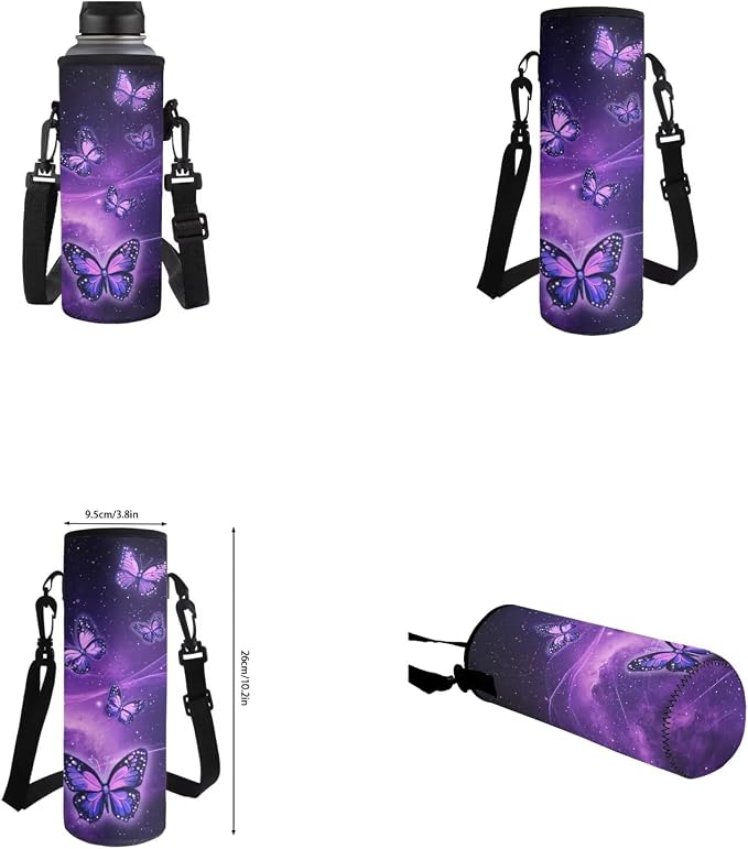Galaxy Butterfly Backpack for Kids Girls Backpack with Lunch Box Water Bottle Carrier with Strap and Big Pencil Case 4PCS Set Bookbag with Front Pocket for School 17" Lightweight School Bag - Image 6