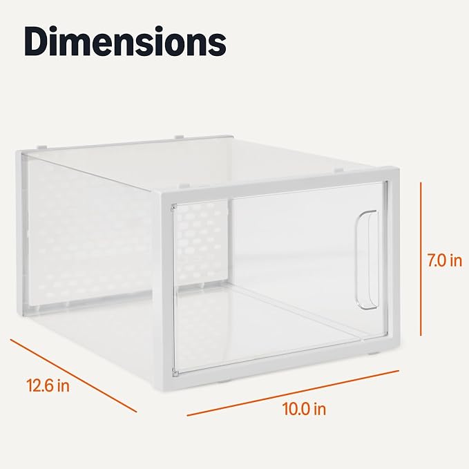 Amazon Basics Stackable and Foldable Clear Shoe Storage Organizer Box, Large, 12-Pack - Image 5