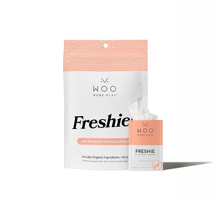 Woo More Play Freshies: All-Natural Feminine Intimacy Towelette Wipes with Coconut Water and Aloe Vera, Promotes Feminine Health & Helps Alleviate Irritation - Vegan and Cruelty Free, 20ct