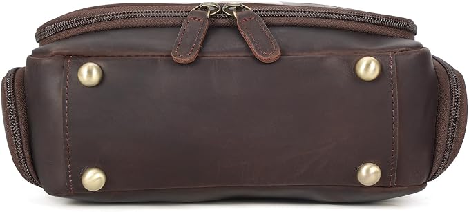 Polare Full Grain Leather Toiletry Bag Travel Hanging Organizer Case Shaving Kit Wash Bag Makeup Cosmetic Dopp Kit with YKK Zippers (B-Dark Brown) - Image 9