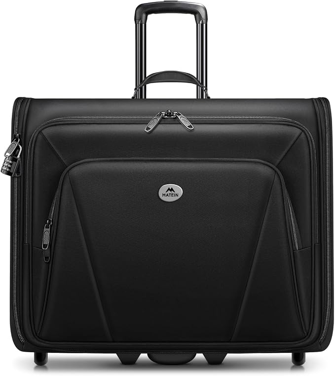 MATEIN Rolling Garment Bag with 2 Packing Cubes, Large Travel Garment Bags | Check-in Luggage, 17.3 Inch Laptop Compartment, Wrinkle Free, Wheeled Business Softside Suitcase, For Men and Women, Black - Image 9