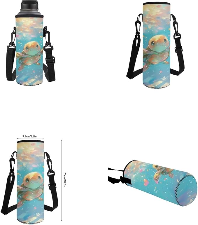 Cute Sea Turtle Backpack for Girls Kids Backpack with Lunch Box Water Bottle Holder with Strap and Large Pencil Case 4PCS Set Bookbag with Front Pocket 17 inch Sturdy Elementary School Bag - Image 6