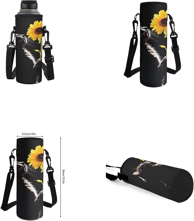 Sunflower Cat Backpack for Girls Kids Backpack with Lunch Box Water Bottle Bag and Soft Pencil Case 4PCS Set Bookbag with Front Pocket for School Teens 17 inch Large Capacity School Bag - Image 6