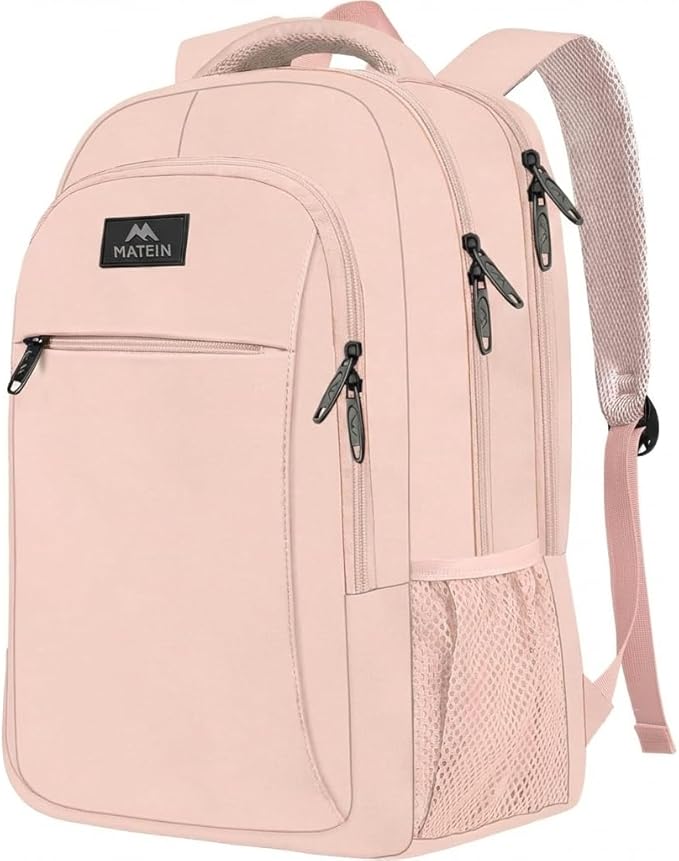 MATEIN Pink 15.6 Inch Laptop Backpack, Cute Computer Travel Bag for Women | Carry On Casual Daypack, Slim Sturdy Bag for Work, Lightweight Water Resistant, Gifts for Teacher Nurse, Anti Theft - Image 7