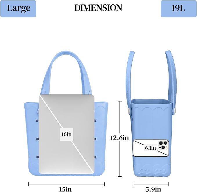 Rubber Beach Bag Waterproof Durable Large Tote Bag for Beach Sports Pool Swim Travel EVA Tote - Image 7