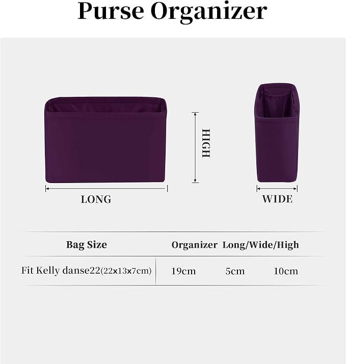 Women's Purse Organizer Insert - Satin & Lightweight Fabric with Inside Pockets, Portable for Commute, Travel, Shopping, and Evening, Multicolor Options, Fits for Kelly Danse(Anemone,Danse 22) - Image 7