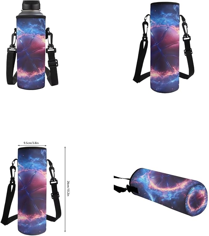 Fire Basketball Backpack for School Boys Backpack with Lunch Box Water Bottle Bag and Large Pencil Pouch 4PCS Set Bookbag with Front Pocket 17" Lightweight School Bag with Side Pocket for Kids - Image 6