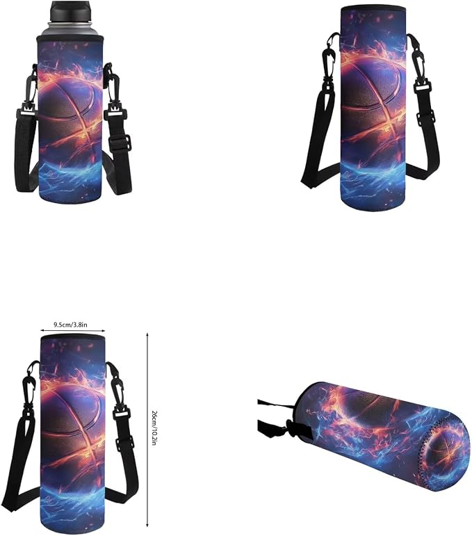 Fire Basketball Backpack for School Boys Backpack with Lunch Box Water Bottle Bag and Big Pencil Case 4PCS Set Bookbag with Front Pocket 17" Lightweight School Bag with Side Pocket for Kids - Image 6
