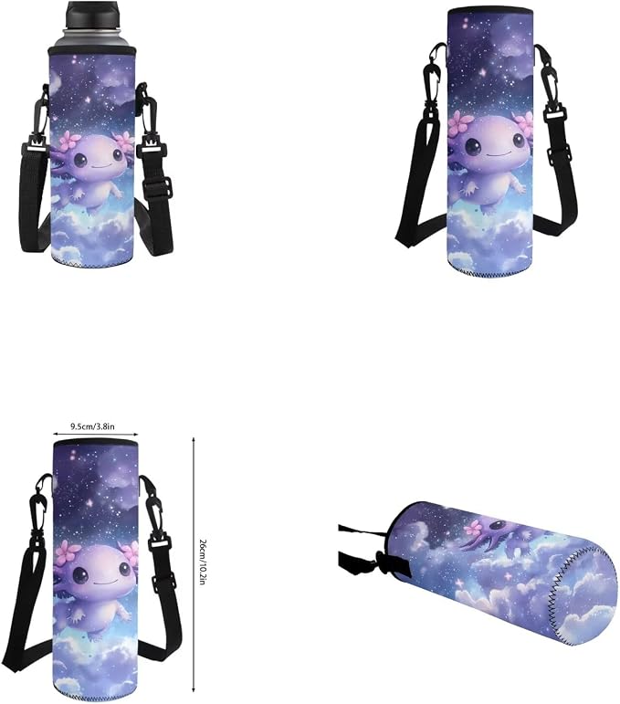 Galaxy Axolotl Backpack for Girls Kids Backpack with Lunch Box Water Bottle Carrier and Big Pencil Case 4PCS Set Bookbag with Front Pocket for School 17 inch Lightweight Elementary School Bag - Image 6