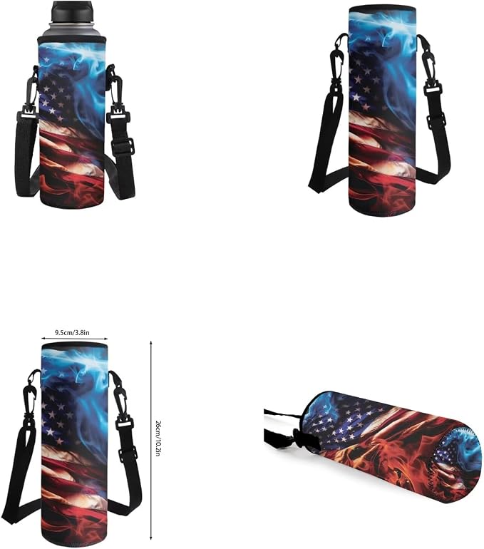 American Flag Backpack for Boys Kids Backpack with Lunch Box Water Bottle Carrier and Soft Pencil Case 4PCS Set Bookbag with Front Pocket for School Teens 17 inch School Bag with Side Pocket - Image 6