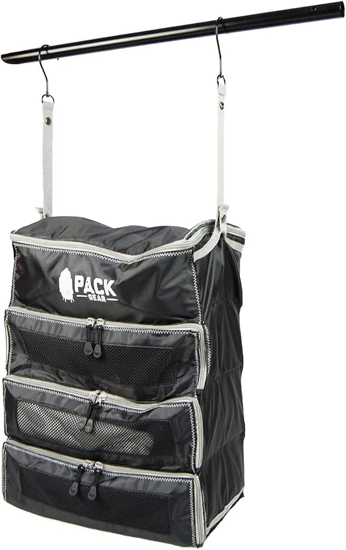 Pack Gear Hanging Carry-On Organizer - Our Fitted Hanging Luggage Organizer Perfectly Fits Any Carry On - Our Packing Cubes For Travel Use Mesh Windows to Make Finding Clothes Easy (Black, M) - Image 9