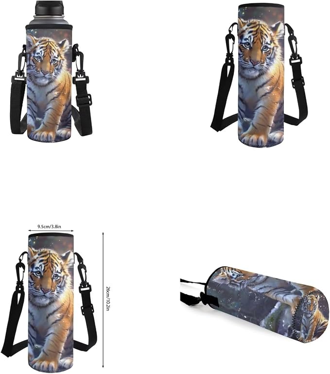 Tiger Backpack for Kids Girls Backpack with Lunch Box Water Bottle Holder and Soft Pencil Pouch 4PCS Set Bookbag with Front Pocket 17 inch Large School Bag for Boys Back to School Supplies Set - Image 6