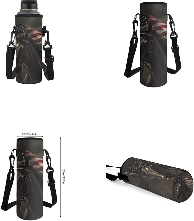 American Flag Horse Backpack for Boys Kids Backpack with Lunch Box Water Bottle Carrier and Soft Pencil Case 4PCS Set Bookbag with Front Pocket for School Teens 17 inch Lightweight School Bag - Image 6