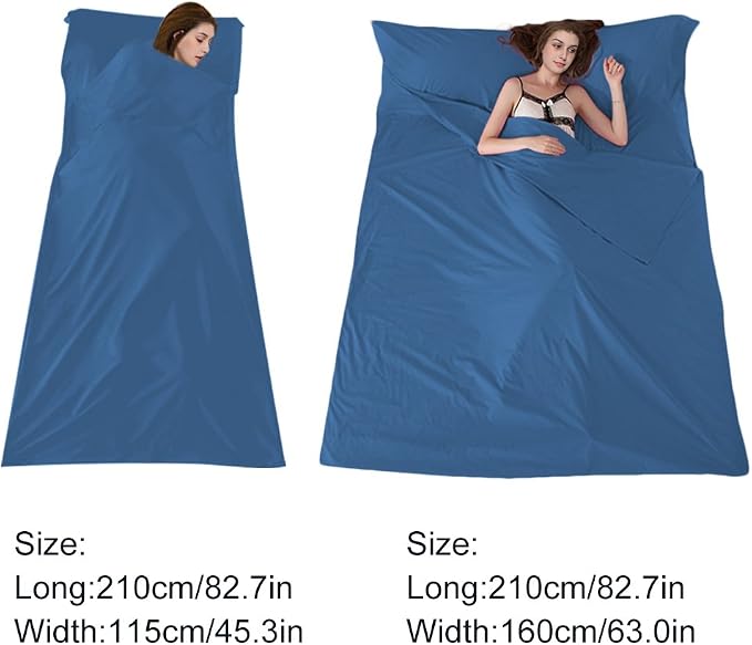 Lightweight Sleep Sack, Compact Sleeping Bag Liner Travel Sheets for Hotel | Soft Breathable Adult Sleep Sack, 4 Season Travel Sheet for Hostel Camping Backpacking Hiking, Machine Washable, 3 Sizes - Image 6