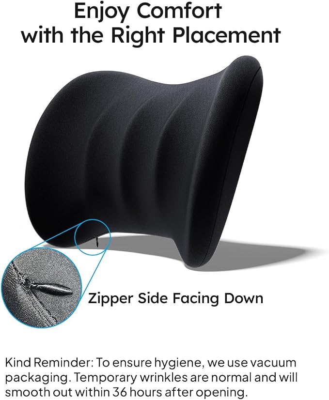 Wigoo Car Neck Pillow and Lumbar Support Pillow for Car Set, Black | Extra Strap| Ergonomic| Universal Fit - Image 9