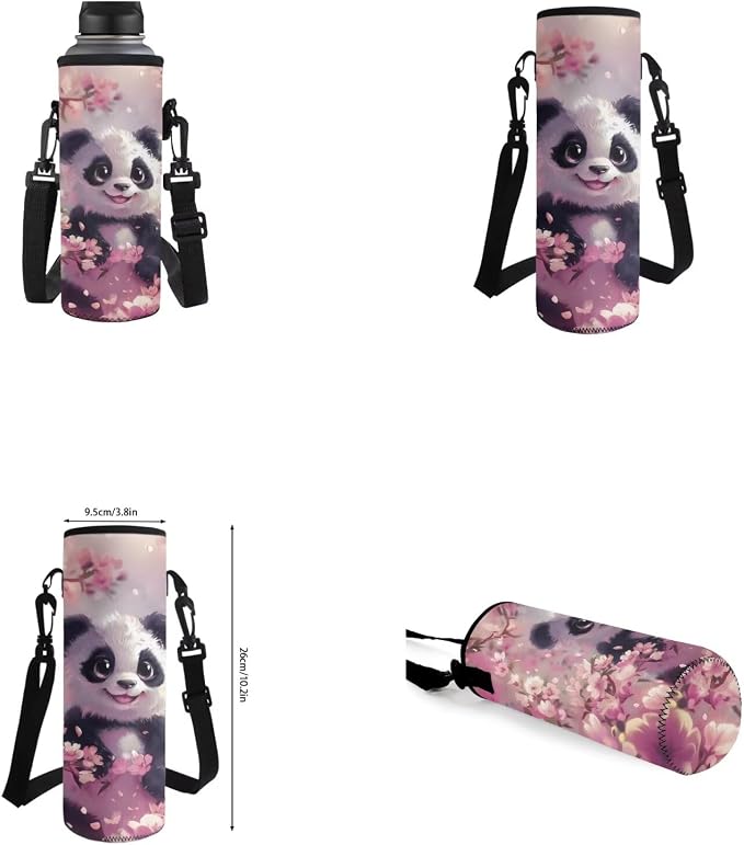 Cherry Blossom Panda Backpack for Girls Kids Backpack with Lunch Box Water Bottle Carrier and Aesthetic Pencil Case 4PCS Set Bookbag with Front Pocket for School 17 inch Large Cute School Bag - Image 6