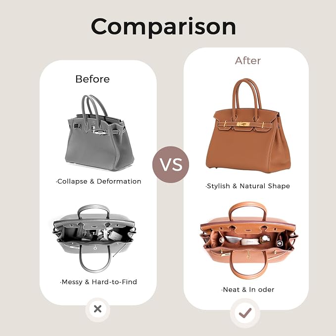 ZTUJO Silky Purse Organizer For Birkin, Luxury Purse Organizer Insert (Gold, BK25) - Image 8