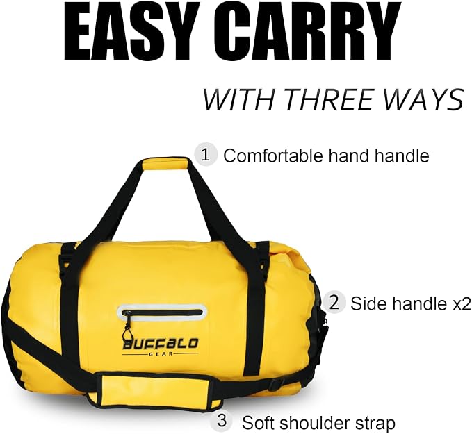 Buffalo Gear Waterproof Duffle Bag 40L 60L 80L Roll-top Dry Bag Heavy Duty Waterproof Duffel Travel Bag for Kayaking Rafting Boating Fishing Camping - Image 8