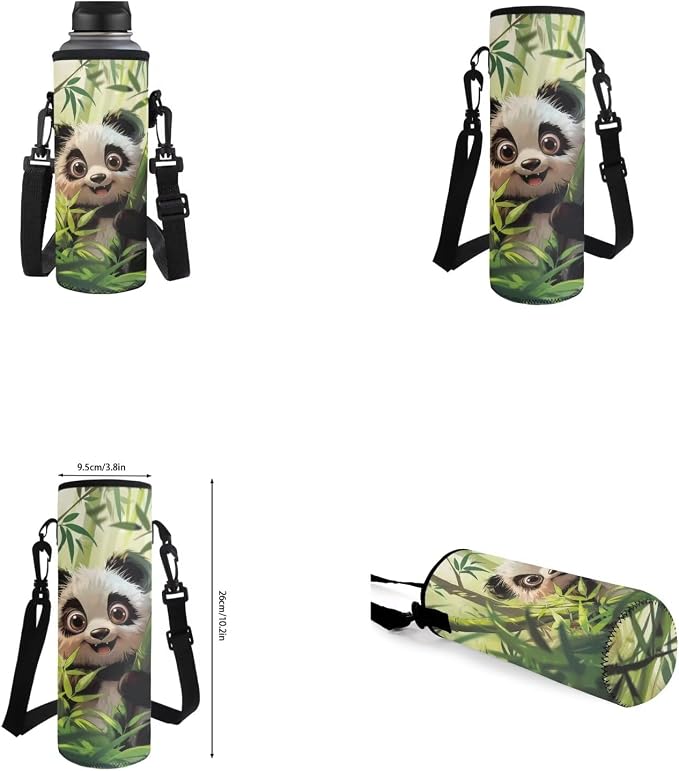 Panda Backpack for Girls Boys Backpack with Lunch Box Water Bottle Pouch and Kawaii Pencil Case 4PCS Set Cute Bookbag with Front Pocket for School 17 inch Large Sturdy School Bag for Kids - Image 6