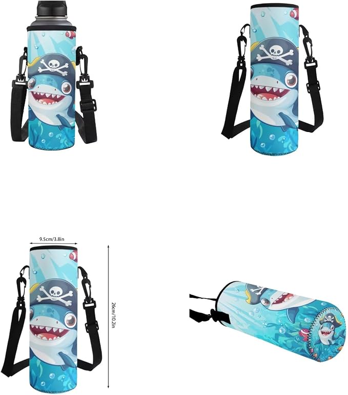 Cartoon Shark Backpack for Boys Kids Backpack with Lunch Box Water Bottle Pouch and Zipper Pencil Pouch 4PCS Set Bookbag with Front Pocket for School 17" Sturdy School Bag for Elementary Girls - Image 6