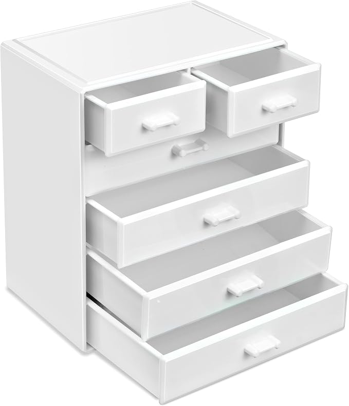 Sorbus Acrylic Makeup Organizer - Organization and Storage Case for Cosmetics Make Up & Jewelry - Large Makeup Organizer for Vanity, Bathroom, College Dorm, Closet, Desk (4 Large, 2 Small Drawers) - Image 7
