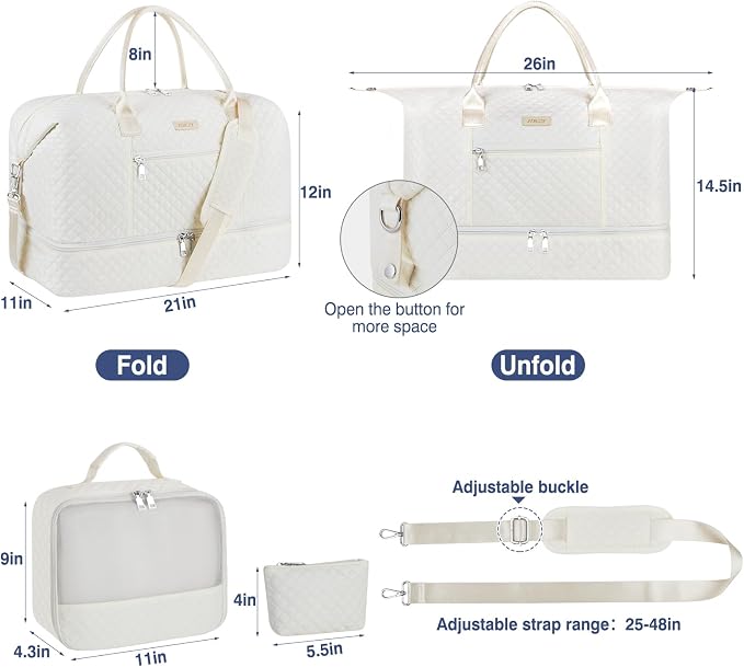 ITIEZY Weekender Overnight Bag for Women - Large Travel Duffel Bag with Shoe Compartment, Gym Duffel Bag Hospital Bag Carry On Tote Bags for Airplanes with Crossbody Bag Toiletry Bag 3Pcs Set - Image 7