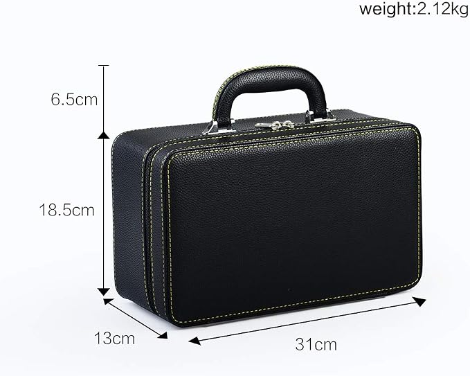 Oirlv Black Leather Jewelry Box Handmade Travel Jewelry Organizer Storage Case Holder For Girl Lady Earring,Ring,Necklace,Pendant,Watch,Bracelet.(3 layers) - Image 6