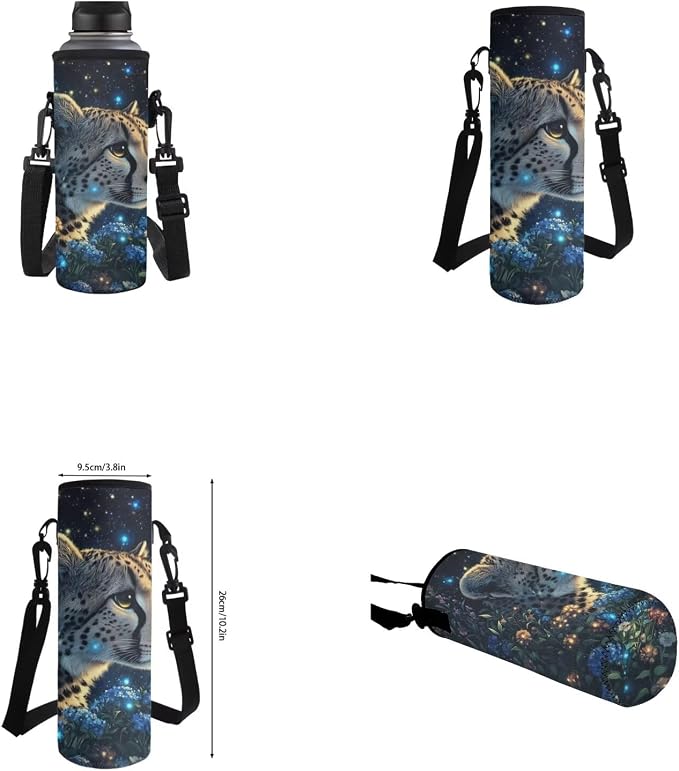 Aesthetic Leopard Backpack for Girls Kids Backpack with Lunch Box Water Bottle Holder with Strap and Soft Pencil Case 4PCS Set Bookbag with Front Pocket for School 17" Lightweight School Bag - Image 6