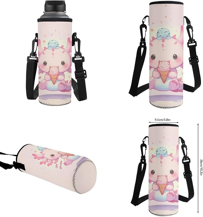 Axolotl Backpack for Girls 8-10 with Lunch Box Ice Cream Backpacks and Lunchboxes + Insulated Water Bottle Pouch Holder + Pencil Case Kawaii Bookbag Lunch Bag - Image 7