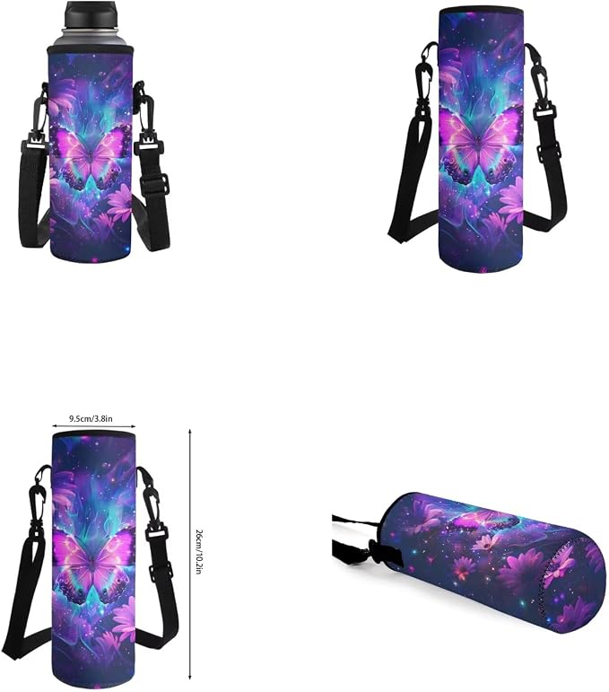 Galaxy Butterfly Backpack for Girls Kids Backpack with Lunch Box Water Bottle Pouch and Soft Pencil Case 4PCS Set Bookbag with Front Pocket for School Teens 17 inch School Bag with Side Pocket - Image 6