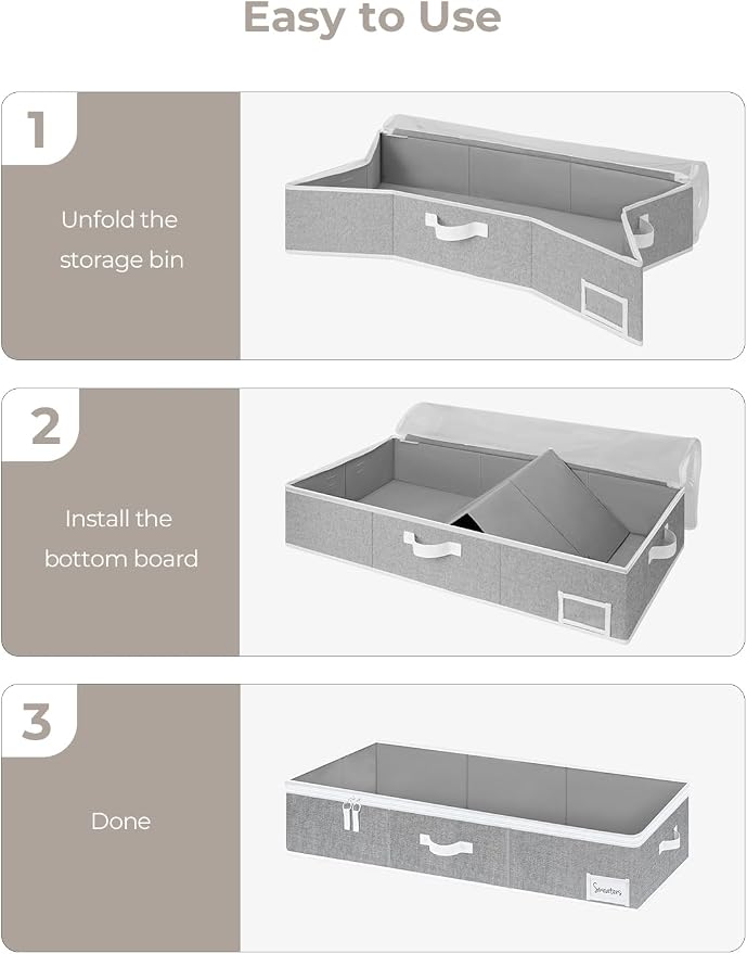 StorageWorks Large Under Bed Storage Containers with Handles and Label Holder, 2 Pack Ultra-thick Fabric Underbed Bins, Closet Organizer for Clothes, Blankets, Sweater - Image 8