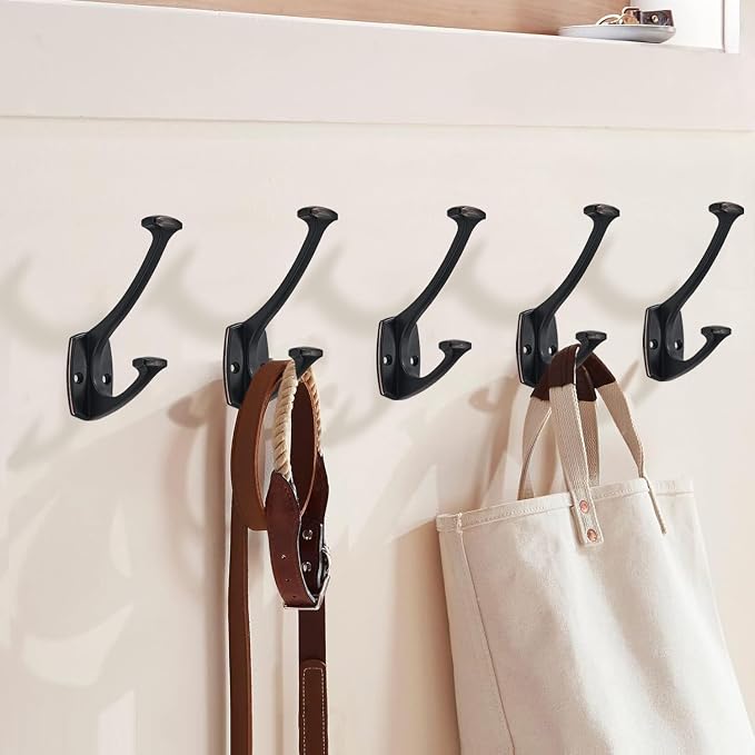 10 Pack Oil Rubbed Bronze Hooks Decorative Heavy Duty Solid Large Coat Hooks for Towel Hanging Coats Robe Wall Mounted Towel Bags Door Back Bathroom Wall Hook. - Image 5