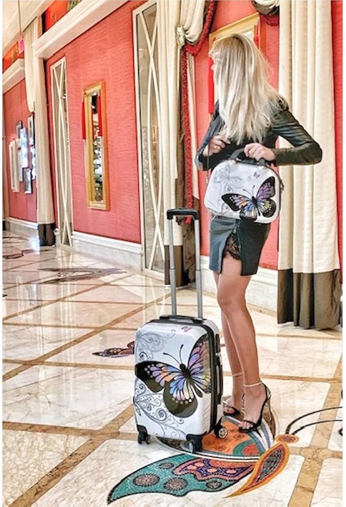 World Traveler Butterfly 20-Inch Carry-On Polycarbonage Hardside Expandable Spinner Luggage with Enhanced Wheel System - Image 8