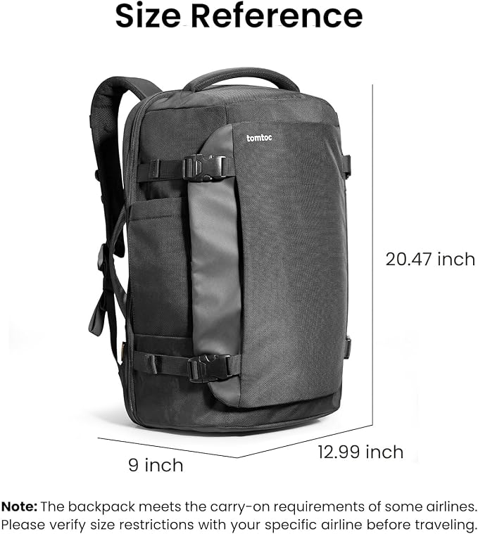 tomtoc 28/40L Travel Backpack, TSA Carry On/Personal Item Bag Flight Approved, Water-resistant Carry on Luggage, PFAS Free - Image 9