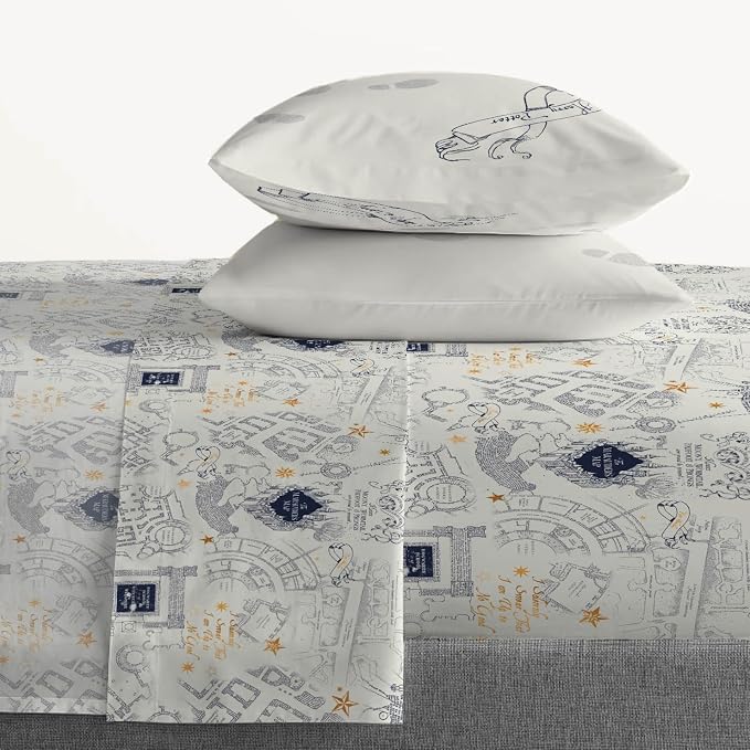 Jay Franco Kids Sheet Set with Fitted, Flat Sheets & Pillow Cover - Ultra-Soft Bedding with Pillowcase for Room Decor, Beige - Harry Potter, 4 Piece Full - Image 6
