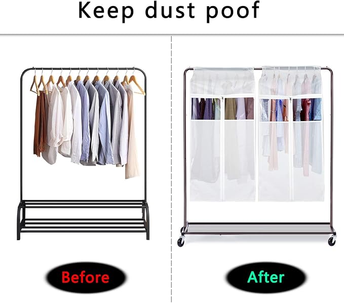 Zilink Hanging Clothes Bag Organizer 43 inch-2 Pack Large Garment Bags Suit Bag for Storage Hanging Clothes Cover for Suit Coats Dress Closet Storage (Hanger Not Included) - Image 7