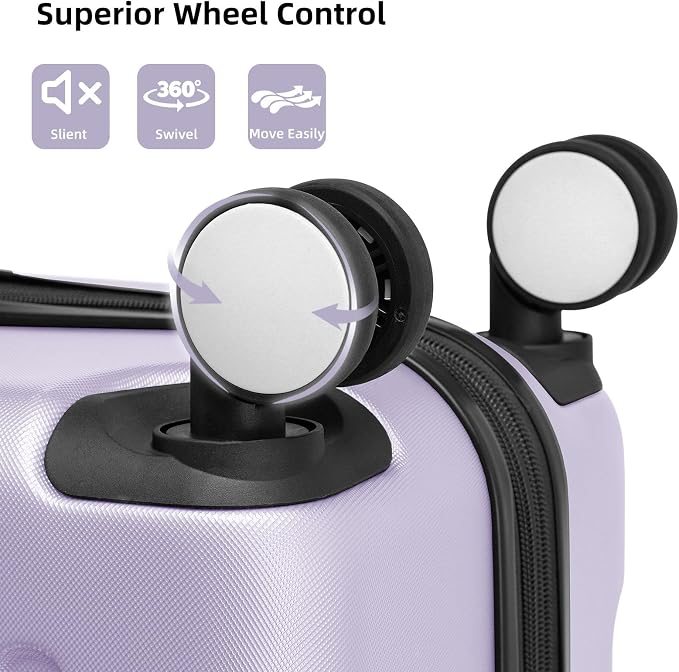 6 Piece Luggage Set Hard Shell - Lavender Expandable Suitcases with Spinner Wheels and Duffel Bags for Family Travel, Durable Carry On Luggage Sets with Lock for Women and Men - Image 8