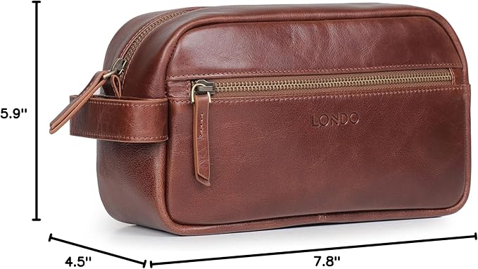Londo Genuine Leather Travel Toiletry Bag – Makeup, Shaving Organizer, Dopp Kit for Men & Women, Durable & Stylish Travel Accessory - Image 9