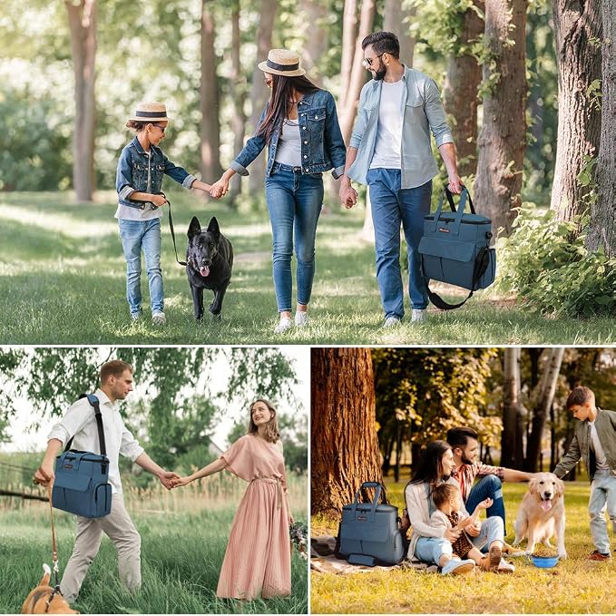 Modoker Dog Travel Bag with 2 Food Bags, 2 Bowls and 1 Mat (Blue) | Roomy Main Compartment | Multiple Functional Pockets | Water-Resistant Oxford Fabric | PVC Backing | Leak-Resistant Lining - Image 6