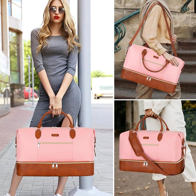 ITIEZY Weekender Overnight Bag for Women - Large Travel Duffel Bag with Shoe Compartment, Gym Duffel Bag Hospital Bag Carry On Tote Bags for Airplanes with Crossbody Bag Toiletry Bag 3Pcs Set - Image 8