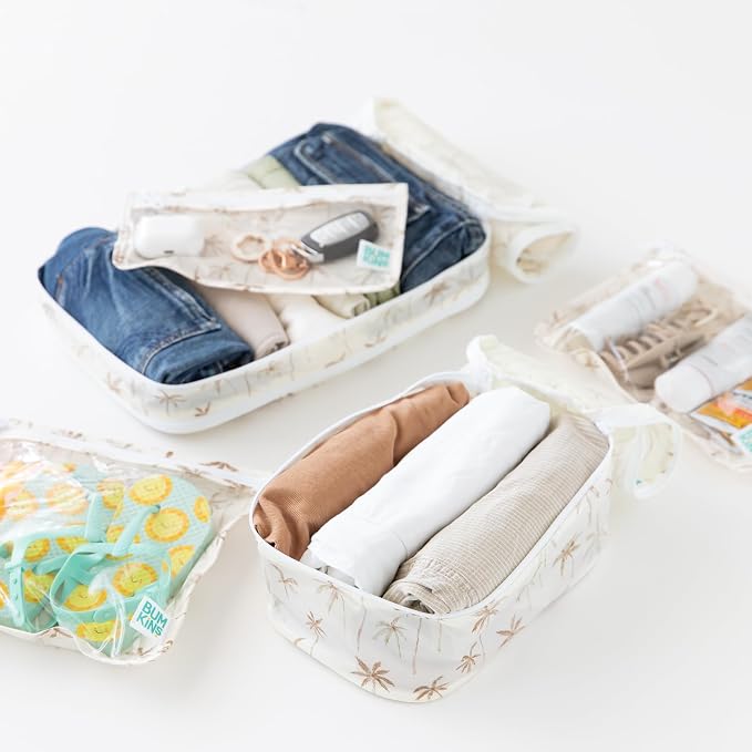 Bumkins Packing Cubes and TSA Approved Pouches for Travel Bag, Organize Luggage with Compression Bags, Essential Traveling Accessories to Pack Clothes, Toiletries Carry On Suitcase, 5-pc Palm Trees - Image 8