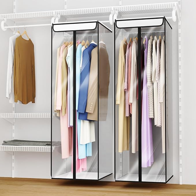 Univivi Clear Garment Bags for Hanging Clothes, 2 Pack Large Clothes Bags for Closet Storage, Premium Hanging Garment Storage Bag for Suits, Coats, Dresses, 54" (Clear) - Image 7