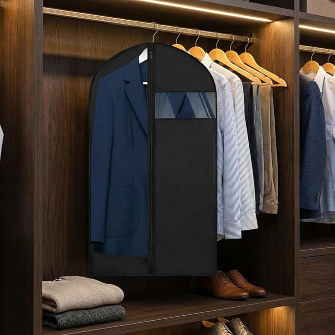 Amylove 20 Pcs 43“ Suit Garment Bags for Closet Storage and Travel, Hanging Clothes Covers with Zipper and Clear Window, Dust Resistant Suit Bags for Suits Jackets Coats Dresses - Image 7