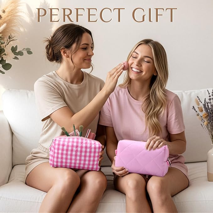 Paterr 10 Pcs Quilted Makeup Bag Bulk Cotton Floral Cosmetic Bag Women Girls Bridesmaid Gifts Cute Makeup Pouch Coquette Aesthetic Travel Toiletry Organizer(Bow Floral,7.87 x 4.72 x 3.15 Inches) - Image 7